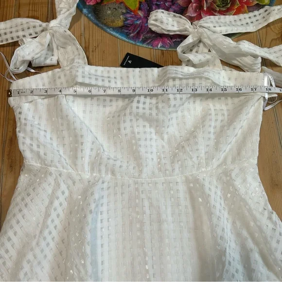 Lulus Forever Darling White Gingham Tie-Strap Mini Dress – Size Large– NWT - Picture 7 of 8